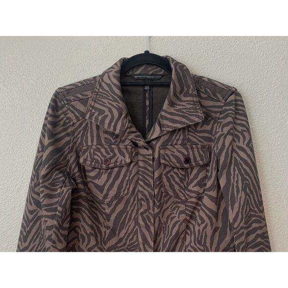 WHBM Espresso Zebra Print Denim Jacket - Picture 4 of 8
